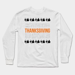 Thanksgiving Words Maple Leaves Long Sleeve T-Shirt